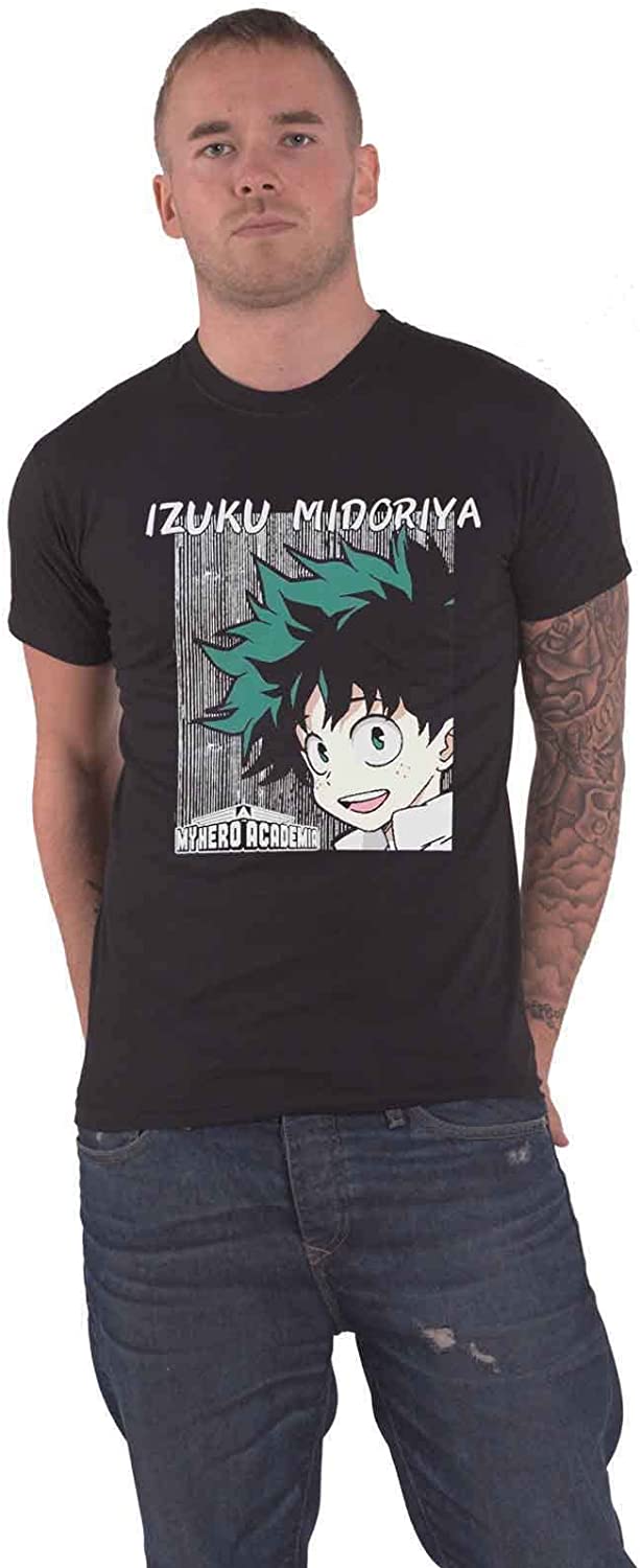 Difuzed Men My Hero Academia-Ts773775mha Izuku Midoriya Face T-Shirt, Mehrfarbig