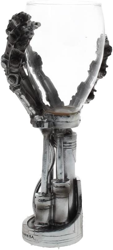 Nemesis Now B1457D5 Terminator-Handkelch, 19 cm, Silber, Harz mit Edelstahl