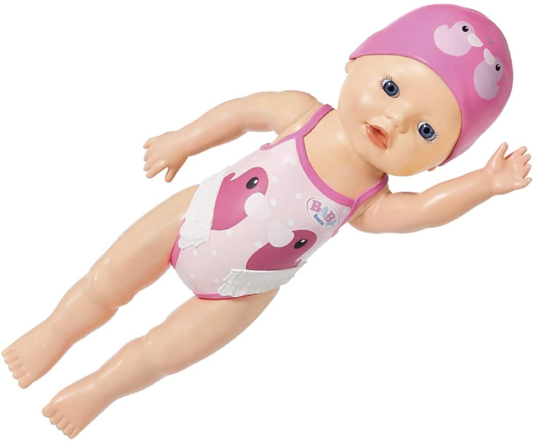 BABY born 831915 Erste Schwimmmädchen-Puppe, 30 cm, für Kleinkinder ab 1 Jahr, leicht für kleine Hände, inklusive Badeanzug und Mütze