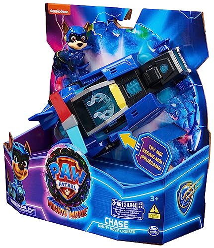 PAW Patrol: The Mighty Movie Chase's Mighty Movie Cruiser Toy - Light-Up Vehicle with Sound Effects & Action Figure (Ages 3-9)