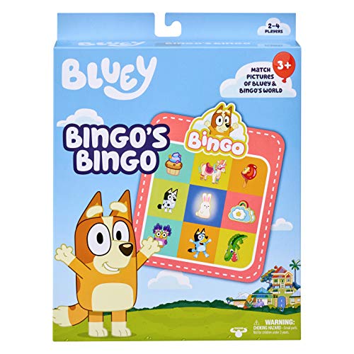Bluey Bingo's Bingo-Kartenspiel: 4 doppelseitige Bingokarten, 48 Bingo-Chips, 12 Bi
