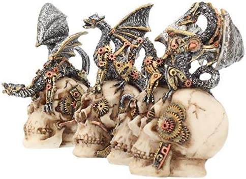 Nemesis Now U3830K8 Mind Machines 10.5cm Set of 4, Dragon Skull Figurines, White