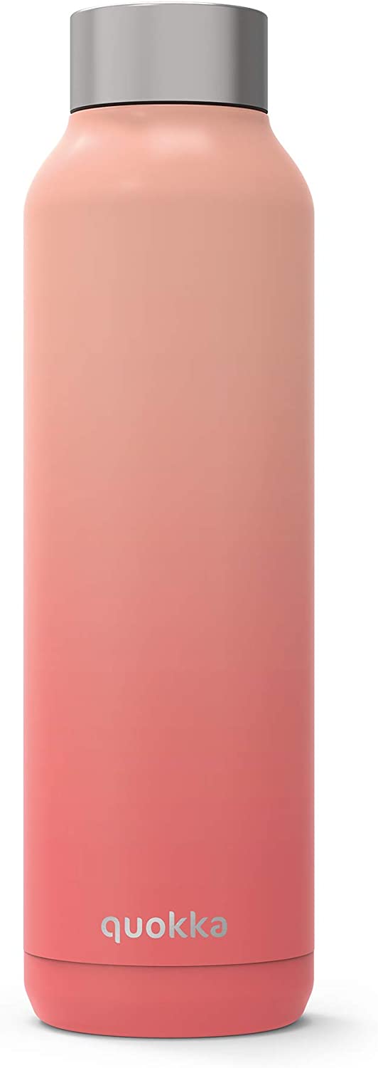 Quokka Solid – Pfirsich 630 ml Edelstahl-Wasserflasche – isolierte, doppelwandige Isolierflaschen, Getränkeflasche hält 12 Stunden heiß und 18 Stunden kalt – auslaufsicher – BPA-frei