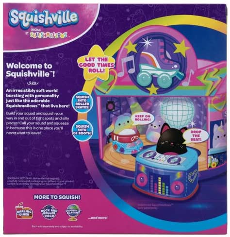 Squishville SQM0324 Deluxe Roller Disco Playscene, inklusive 2-Zoll-Plüschzubehör
