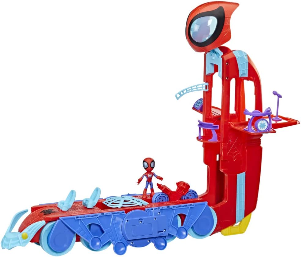 Hasbro Marvel Spidey und seine erstaunlichen Freunde Spider Crawl-R 2-in-1 Deluxe-Hauptquartier-Spielset – Fahrzeug zum Turm mit Lichtern und Geräuschen 4