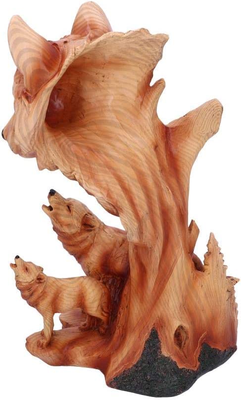 Nemesis Now Natural Song Howling Wolves Wood Effect Bust, Polyresin, One Size