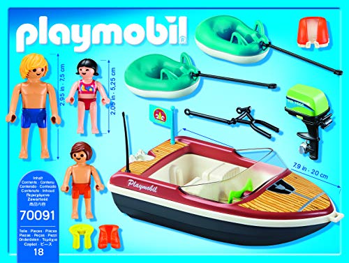 Playmobil 70091 Family Fun Campsite Schwimmendes Schnellboot mit Schlauchfahrern