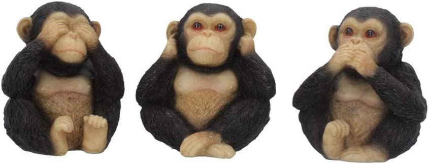 Nemesis Now U4174M8 Figur „Drei weise Schimpansen“, 8 cm, Schwarz
