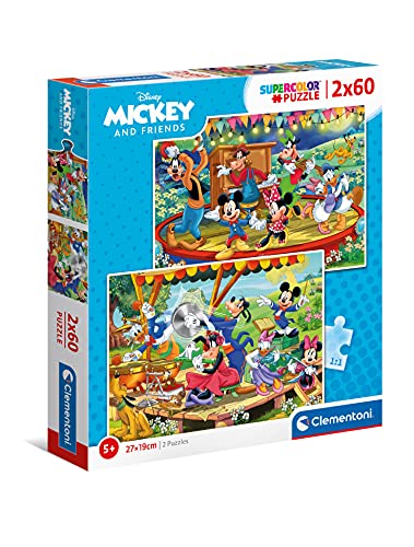 Clementoni 21620, Mickey and Friends Puzzle für Kinder – 2 x 60 Teile, ab 5 Jahren