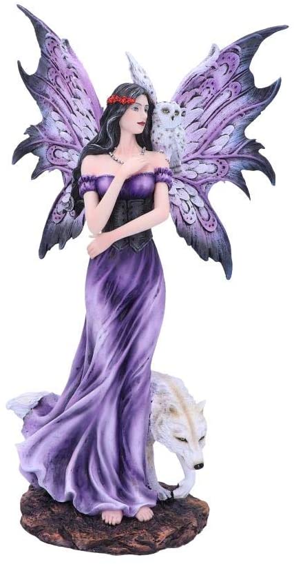 Nemesis Now Amethyst Lila Wolf und Eule Feen-Begleiterfigur, Polyresin, 39