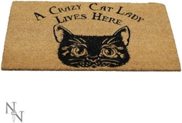 Nemesis Now Crazy Cat Lady Doormat 2cm Brown, PVC Backed Brush Coco, One Size