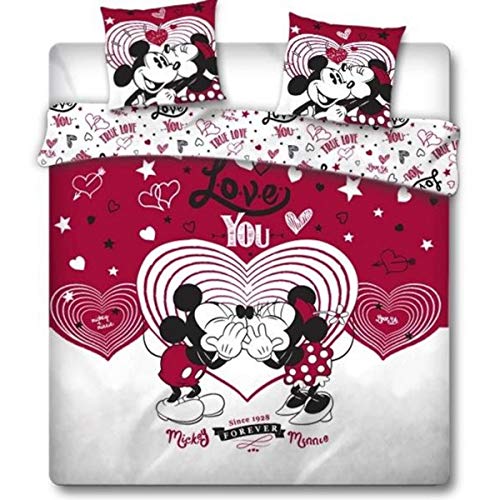 AYMAX SPRL Mickey &amp; Minnie Love You Bettwäsche-Set, 240 x 220 cm, Bettbezug m