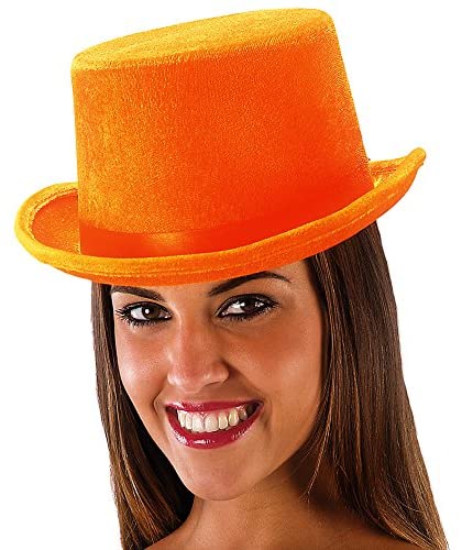 Carnival Toys 5964 Hat, cylinder in Velvet and Felt, Orange Fluorescent