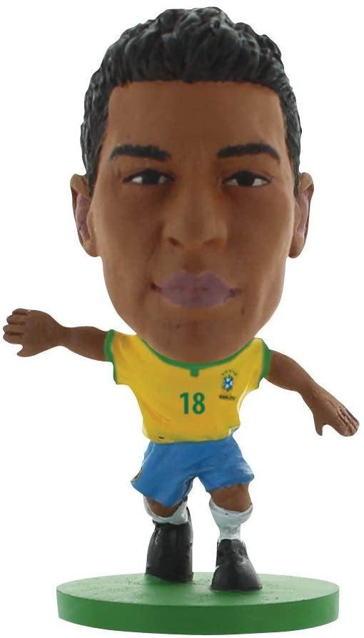 SoccerStarz Brasil International Figurine Blister Pack con el kit de local de Paulinho