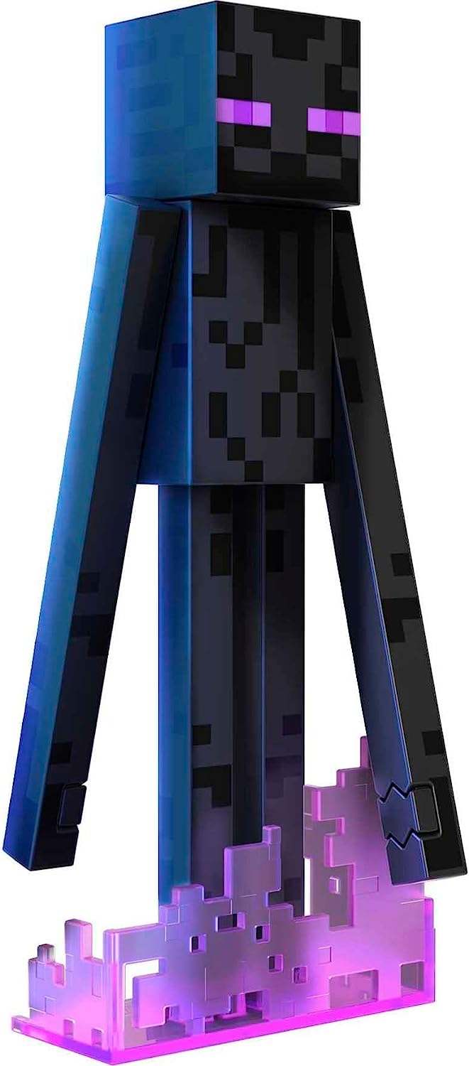 Minecraft Diamond Enderman Actionfigur mit Zubehör, einschließlich beflocktem Gras
