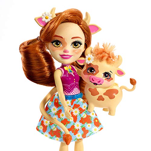 Enchantimals FXM77 Cailey Cow Doll 6&quot; und Curdle Tierfreund Figur