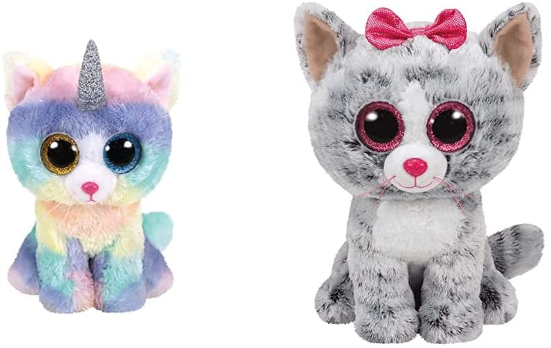 TTy Beanie Baby Soft Toy Multicoloured, ty36250 Heather the Unicorn Cat 15cm & B