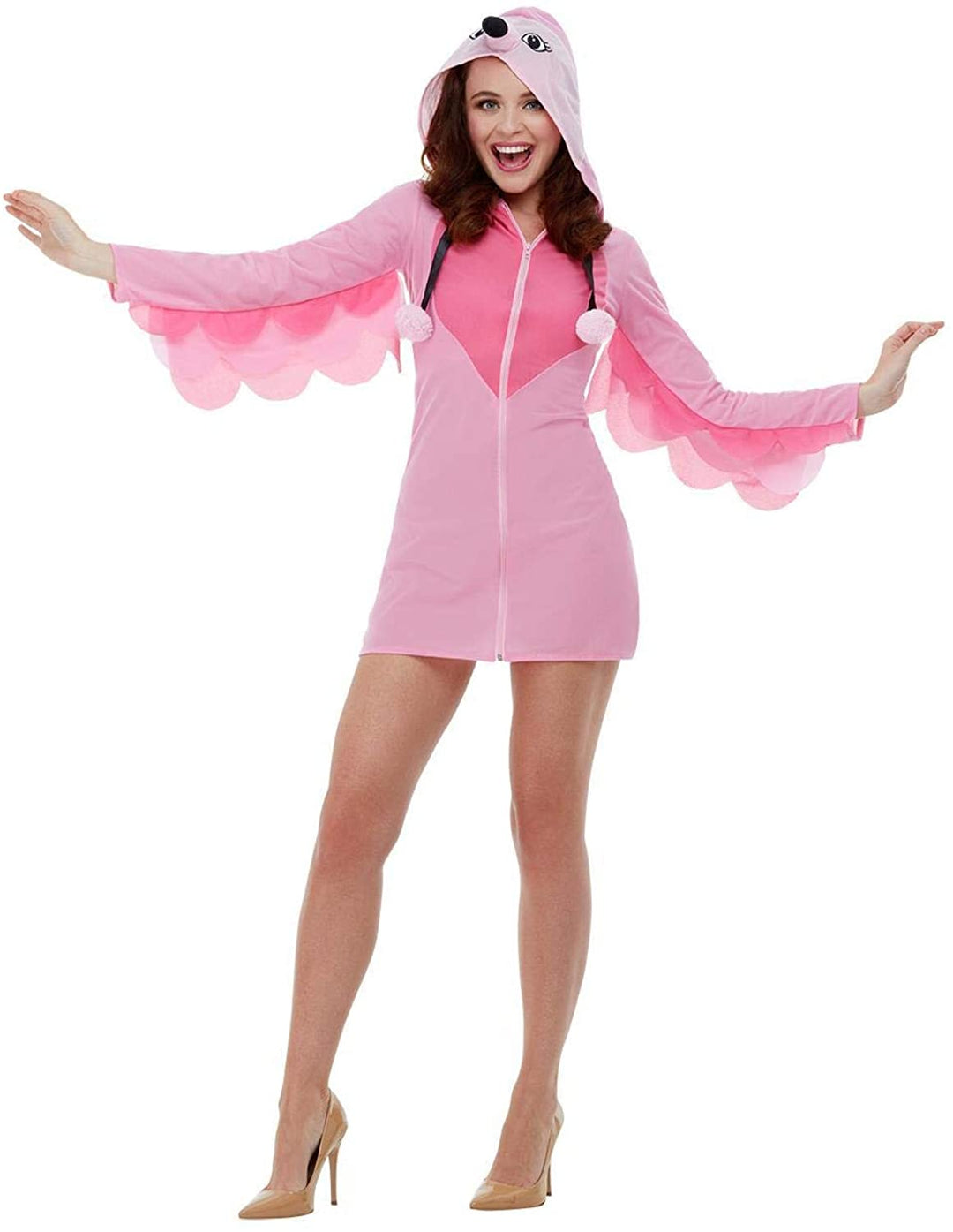 Smiffys 47774S Flamingo-Kostüm, Damen, Rosa, S – UK-Größe 8–10