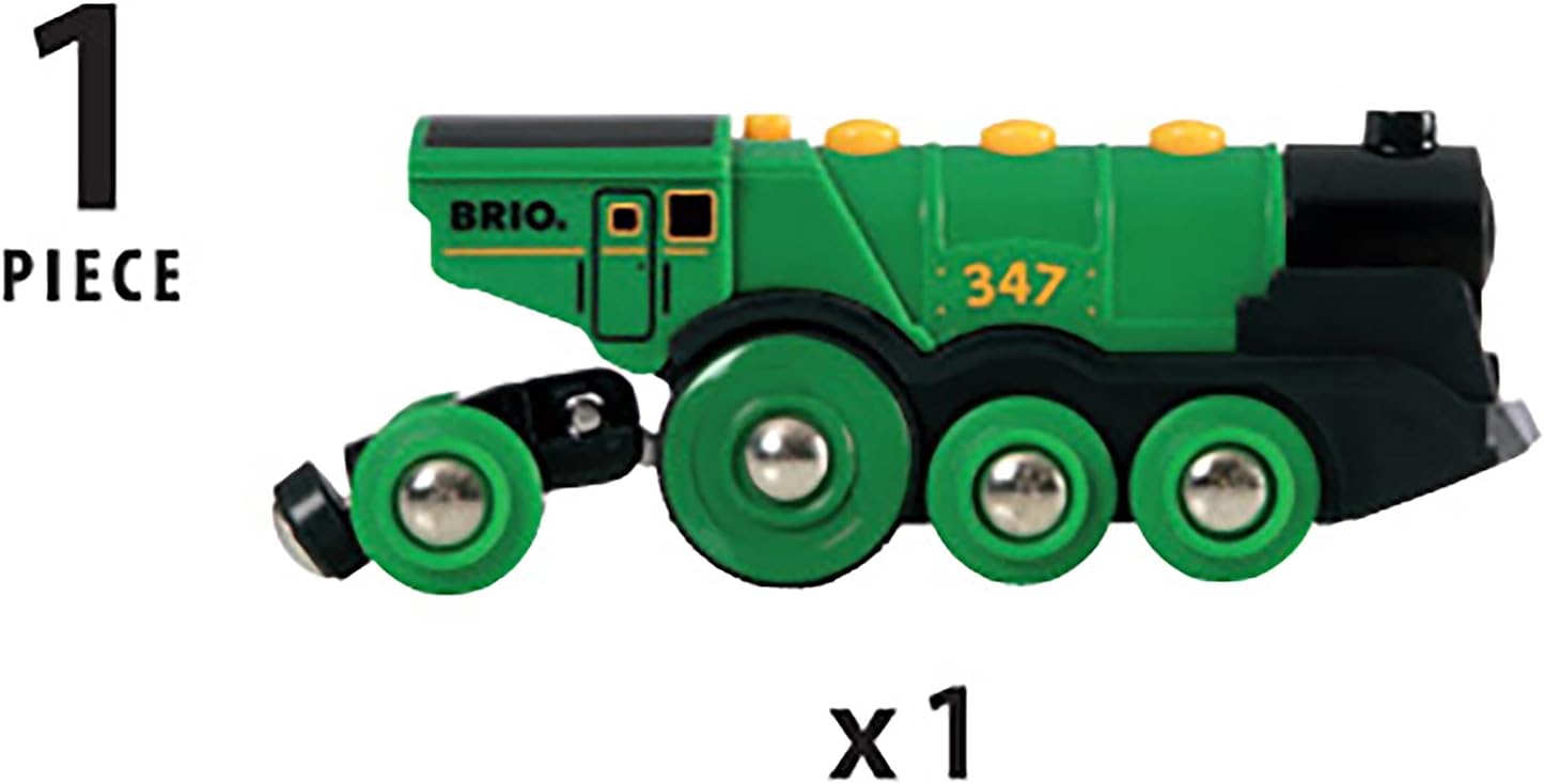 BRIO World Big Green Action Locomotive Battery Powered Wooden Train Engine for Kids - Model 33593 4