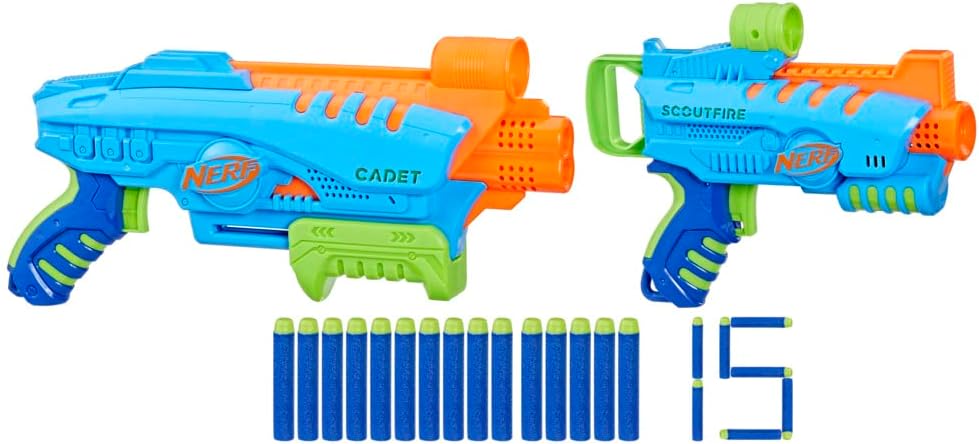 Nerf Elite Jr Ultimate Starter Set, 2 Easy Play Toy Foam Blaster, 15 Nerf Elite