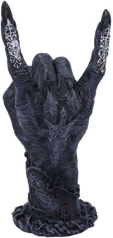Nemesis Now B5159R0 Baphomet's Horns Horror Hand Figur, Polyresin, Schwarz und