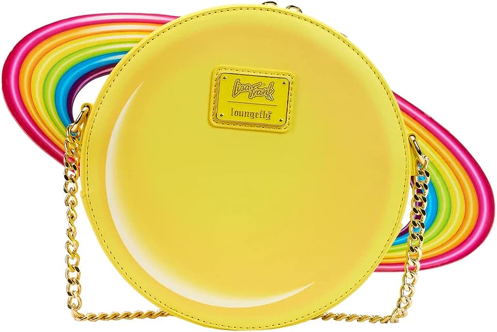 Loungefly Lisa Frank: Yellow Rainbow Ring Saturn Crossbody Bag