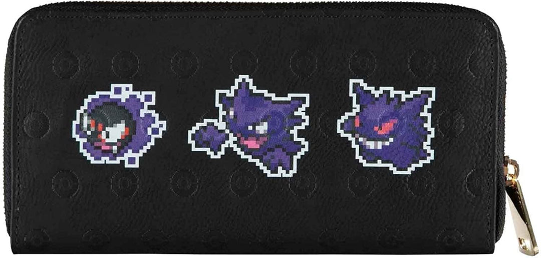 Pokemon Purse Pixel Ghosts Gastly Haunter Gengar Official Black Zip