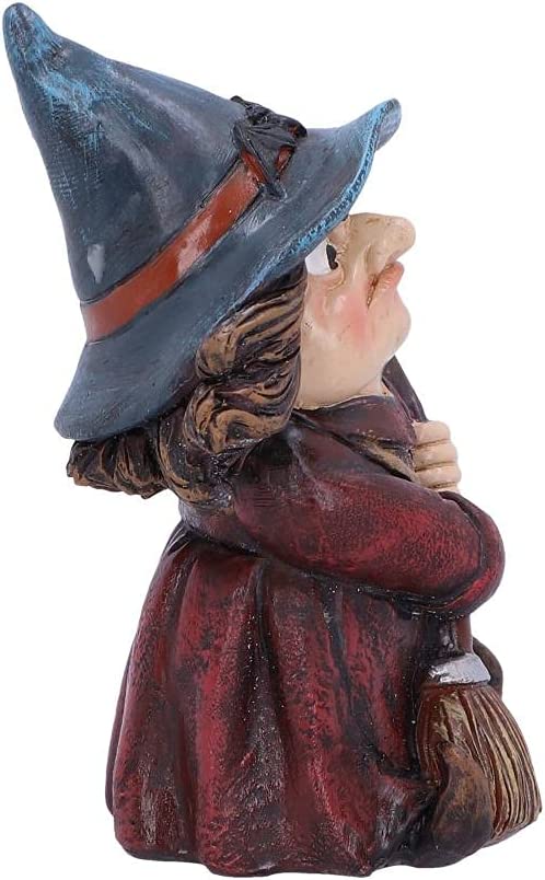 Nemesis Now Toil Small Witch and Broomstick Figurine, Polyresin, Red
