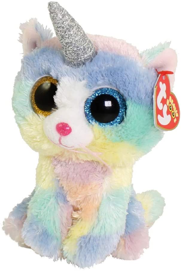 TTy Beanie Baby Soft Toy Multicoloured, ty36250 Heather the Unicorn Cat 15cm & B