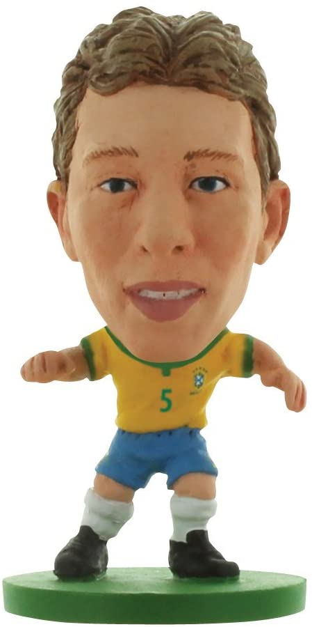 SoccerStarz Brazil International Figurine Blister Pack con il kit casalingo di Lucas Leiva