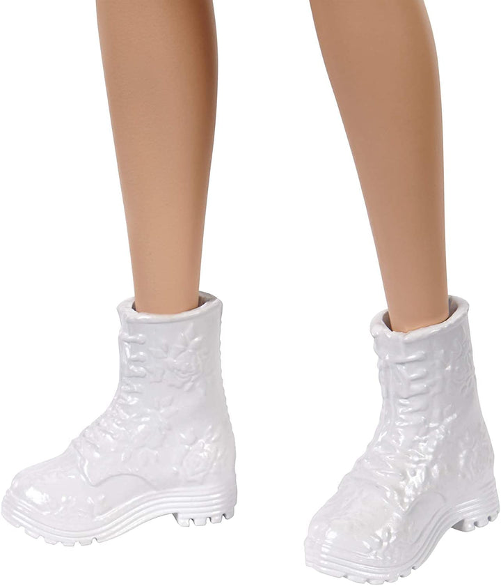 Barbie GRB52 Fashionistas-Puppe mit gepunktetem schulterfreiem Kleid, Spielzeug für Kinder von 3 bis 8 Jahren, 30,48 cm x 6,35 cm x 8,89 cm