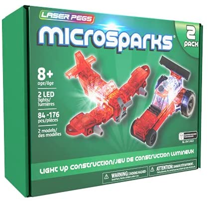 giochi preziosi spa LAM02201 Laser Pegs Microsparks-Vehicles 2 Pack Red Wing