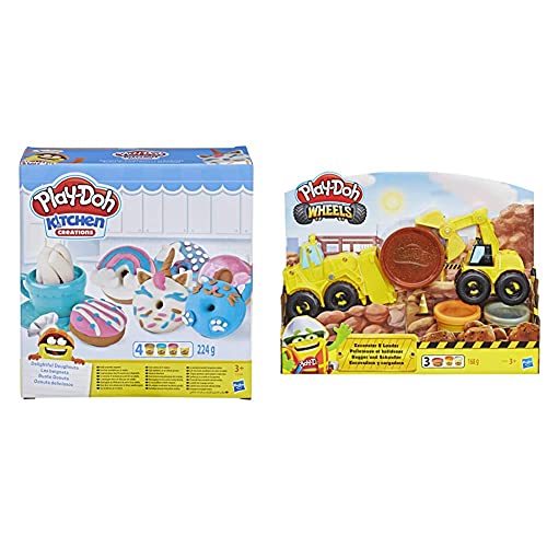Play Doh Kitchen Creations Delightful Donuts Set with 4 Colours Wheels Excavat