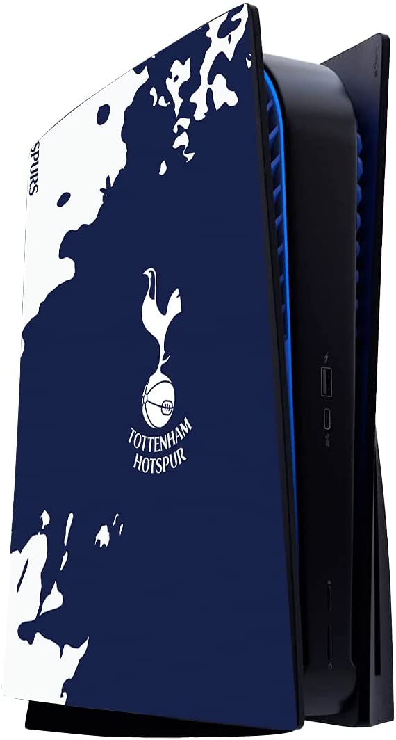 Offizielle Tottenham Hotspur FC Merchandise Premium-Vinyl, wasserabweisend, kratzfest, PS5-Konsolen- und Controller-Skins – blau-weißes PS5-Bundle – Tottenham Hotspur FC-Geschenke