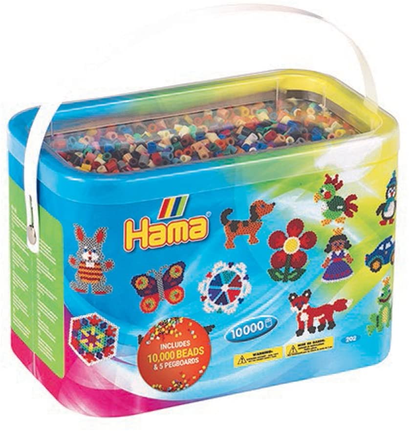 Hama Beads 10,000 Beads and 5 Pegboards Tub