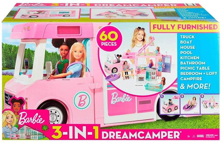 Barbie Multicolour 3-in-1 Dream Camper-voertuig en accessoires