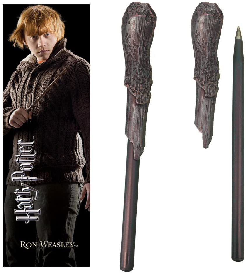 The Noble Collection Harry Potter Ron Weasley Zauberstab, Stift und Lesezeichen – 9 Zoll (23 cm) Briefpapier-Set – offiziell lizenziertes Filmset, Film-Requisiten, Zauberstab-Geschenke