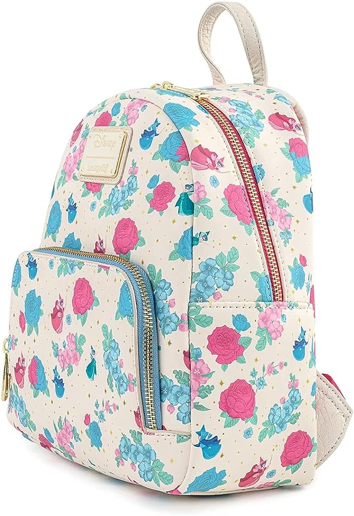 Loungefly Disney Sleeping Beauty Floral Fairy Godmother Mini-Schulterrucksack für Damen mit doppeltem Riemen