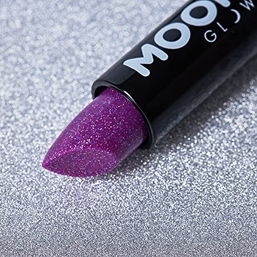 Neon UV Glitter Lipstick by Moon Glow - Red - Bright Neon Coloured Lipstick - Gl