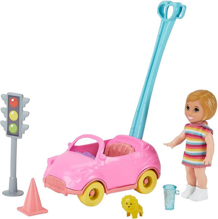 Barbie GRP17 Skipper Babysitters Inc. Accessories Set with Small Toddler Doll & Toy Car, Plus Traffic Light, Cone, Cup & Lion Toy, Gift for 3 to 7 Year Olds, Multicolor, 18.5 cm*12.73 cm*6.32 cm