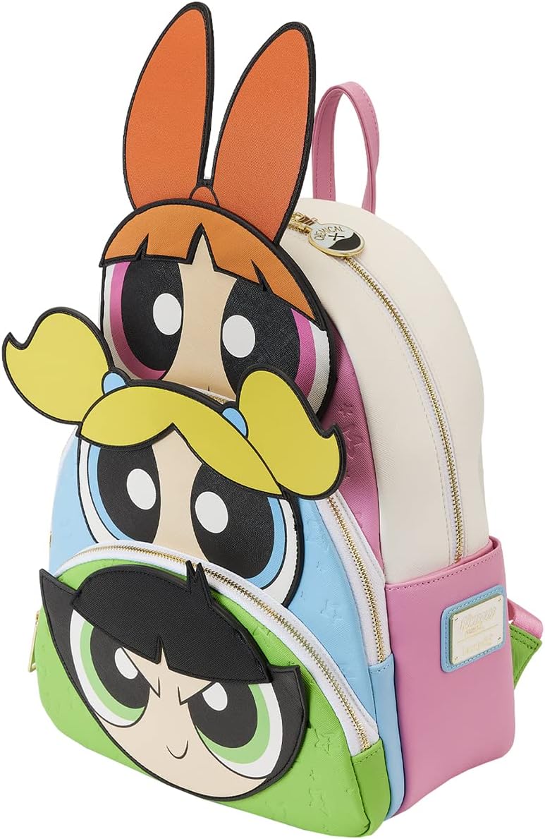 Powerpuff Girls Mini-Rucksack mit drei Taschen, Weiß, Einheitsgröße