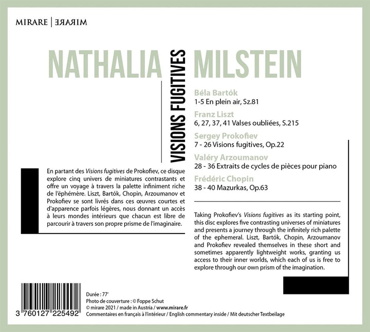 Milstein, Nathalia  - Nathalia Milstein: Visions Fugitives [Audio CD]