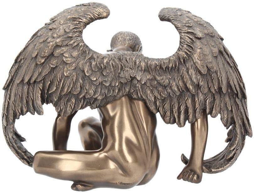 Nackter männlicher Engel mit Flügeln, Figur, Statue, Skulptur, Bronze-Finish, nackter Mann, Orn
