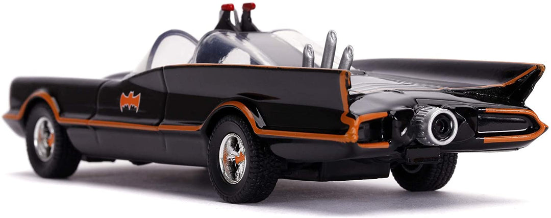 Jada 253213002 1966 klassisches Batmobil-Spielzeugauto aus Druckguss, inklusive Batman-Figur, Maßstab 1:32, schwarz, Einheitsgröße