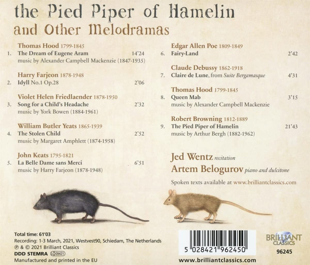 Artem Belogurov|Jed Wentz – Der Rattenfänger von Hameln und andere Melodramen [Audio-CD]