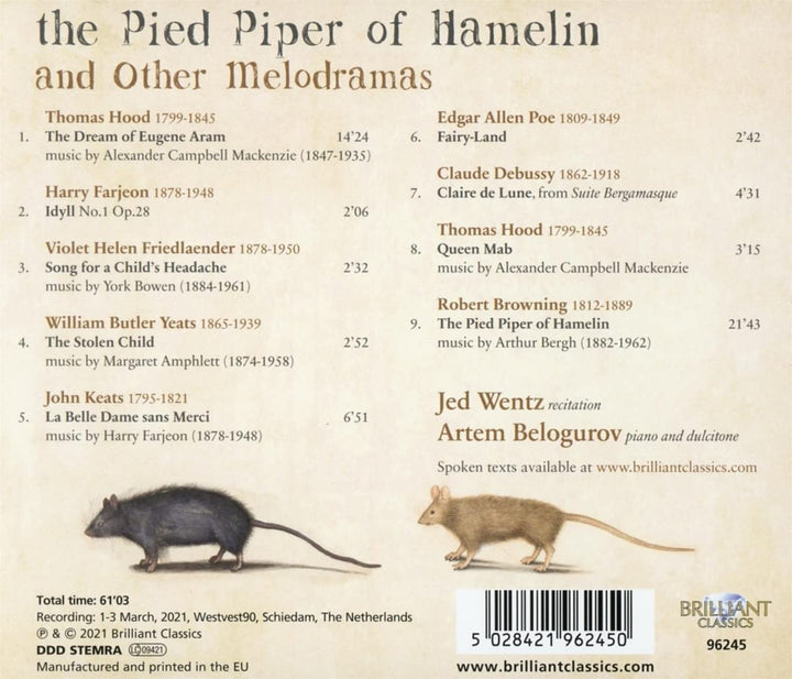 Artem Belogurov|Jed Wentz – Der Rattenfänger von Hameln und andere Melodramen [Audio-CD]