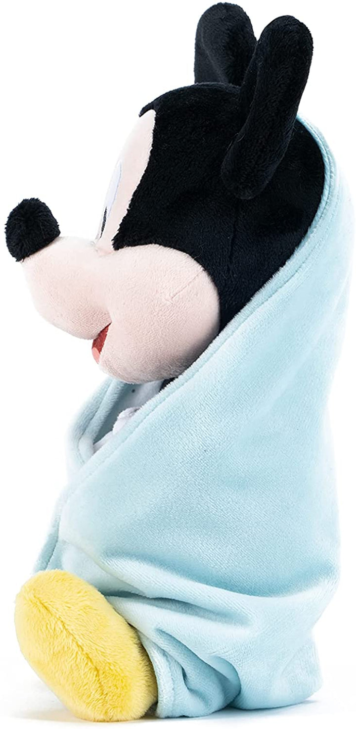 Simba Toys 6315870267 Mickey Plush 25 cm with Extra Soft Blanket, 100% Official