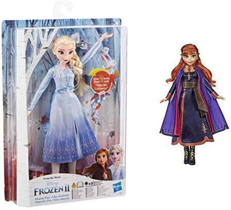 Muñeca de moda de Elsa cantando Frozen de Disney con música con vestido azul inspirado en Frozen 2