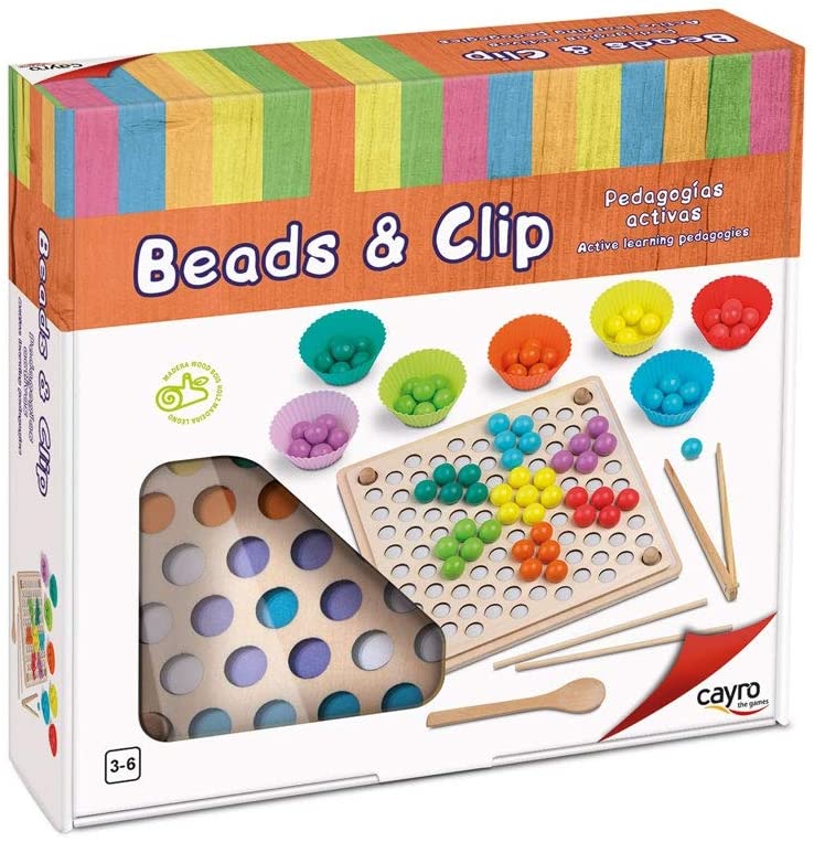 Cayro - Beads & Clip - Wooden Game - Skill Game - Educational Game - (8178)