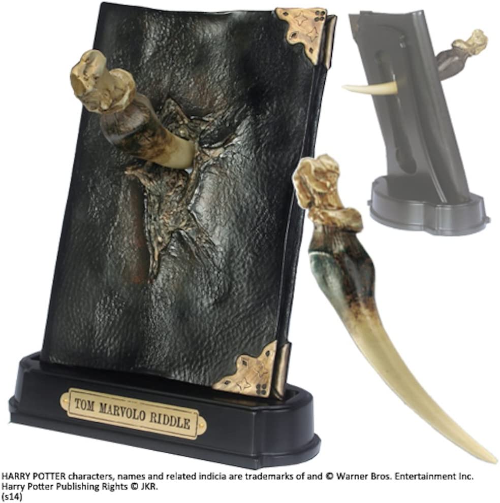 The Noble Collection Harry Potter Basilisk Fang and Tom Riddle Diary Sculpture - 9in (23cm) Resin Horxcrux Replica - Officially Licensed Film Set Movie Props Gifts